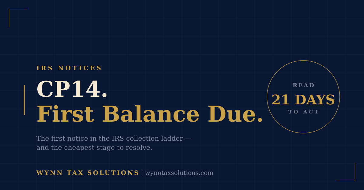 Your First IRS Notice Was a CP14: What It Actually Means and the One Action That Saves the Most